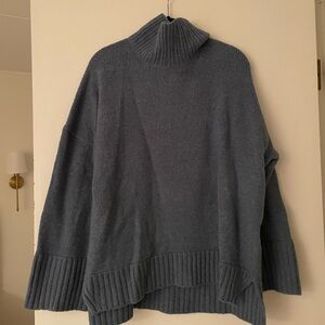 Oversized Blue Turtleneck Sweater